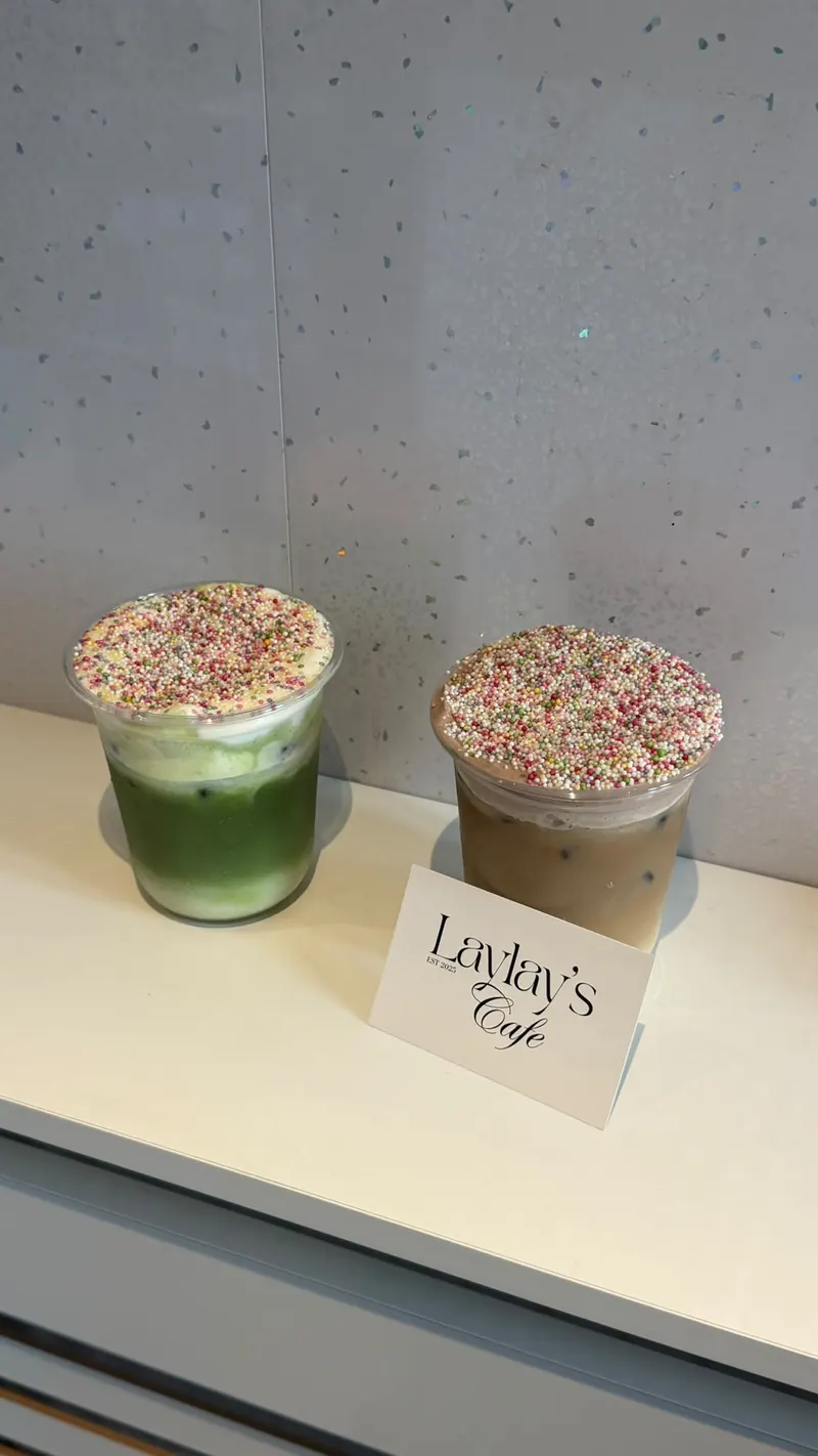 Laylays iced coffee and matcha served together